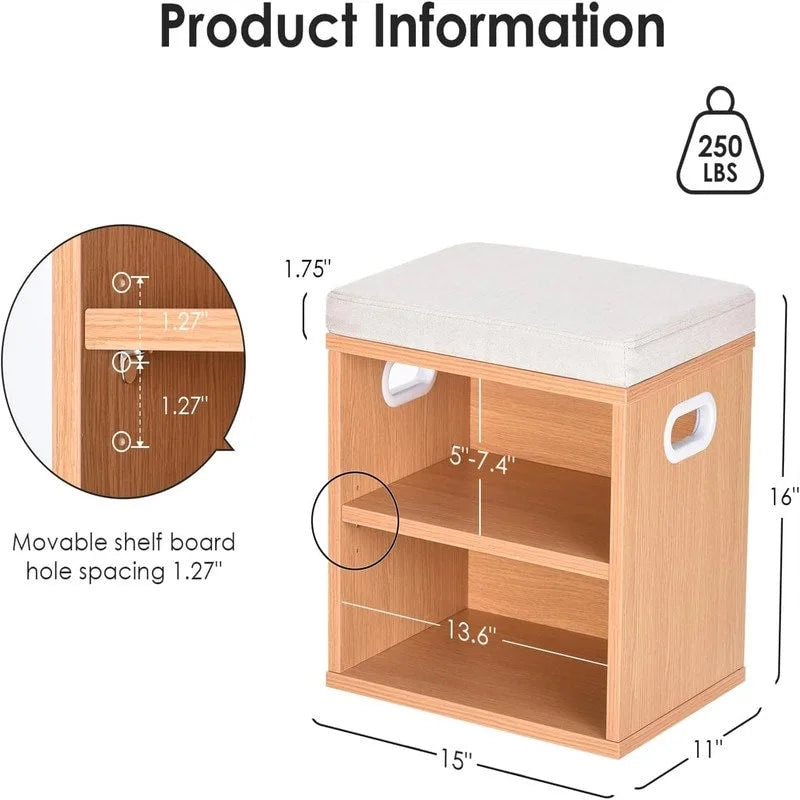 Banc à chaussures pour entrée - 15P x 11L x 16H