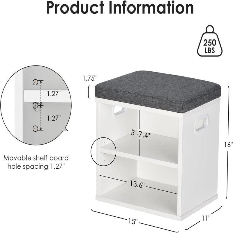 Banc à chaussures pour entrée - 15P x 11L x 16H