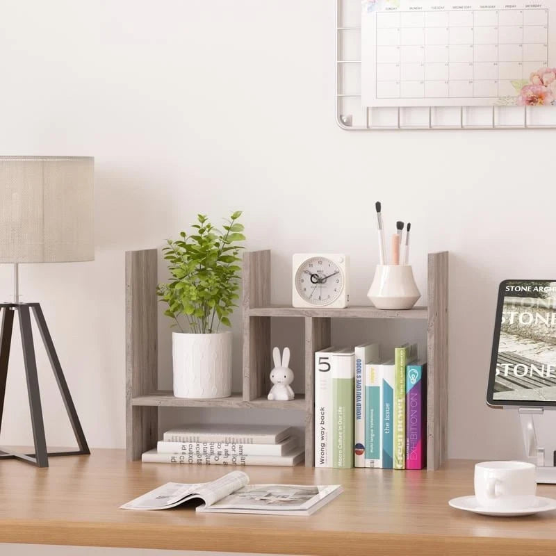 JERRY & MAGGIE Wooden Desktop Organizer Shelf with Storage