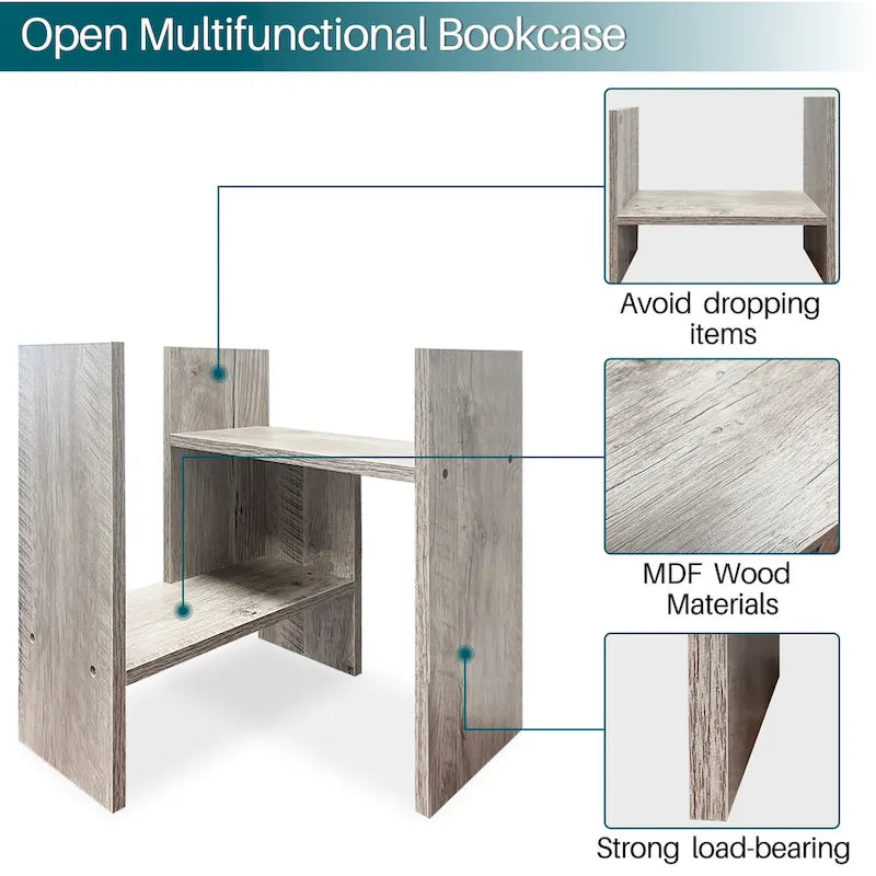 Étagère de Rangement de Bureau en Bois avec Rangement