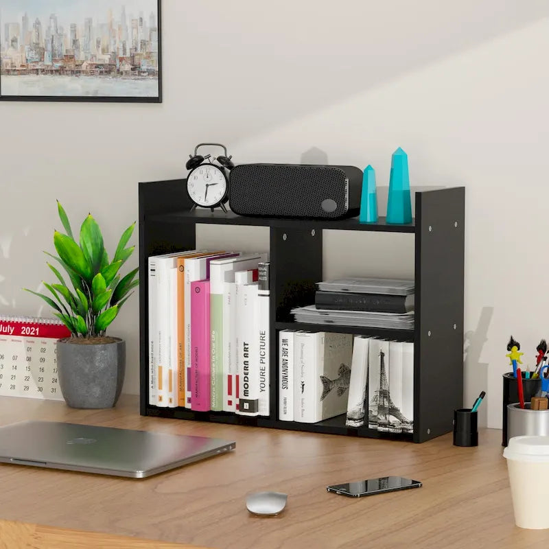 Étagère de Rangement de Bureau en Bois avec Rangement