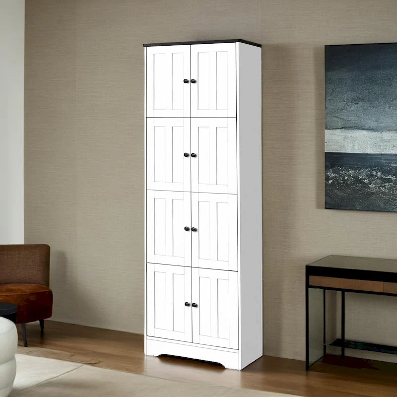 Armoire de rangement haute avec portes et étagères