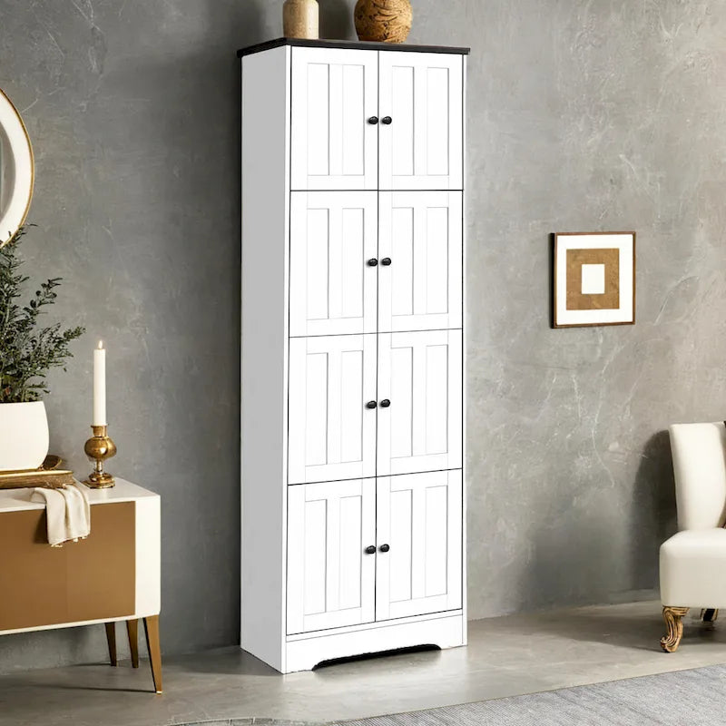 Armoire de rangement haute avec portes et étagères
