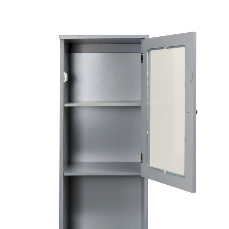 Meuble de Rangement de Salle de Bain de 180 cm de Haut avec 2 Portes et 1 Tiroir, Colonne de Rangement Autonome