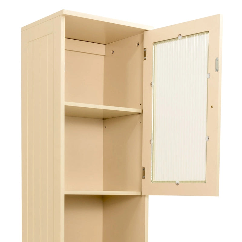 Meuble de Rangement de Salle de Bain de 180 cm de Haut avec 2 Portes et 1 Tiroir, Colonne de Rangement Autonome
