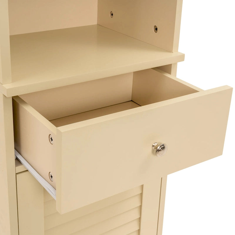 Meuble de Rangement de Salle de Bain de 180 cm de Haut avec 2 Portes et 1 Tiroir, Colonne de Rangement Autonome