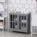Buffet de rangement avec 2 portes transparentes pour cuisine, couloir, gris