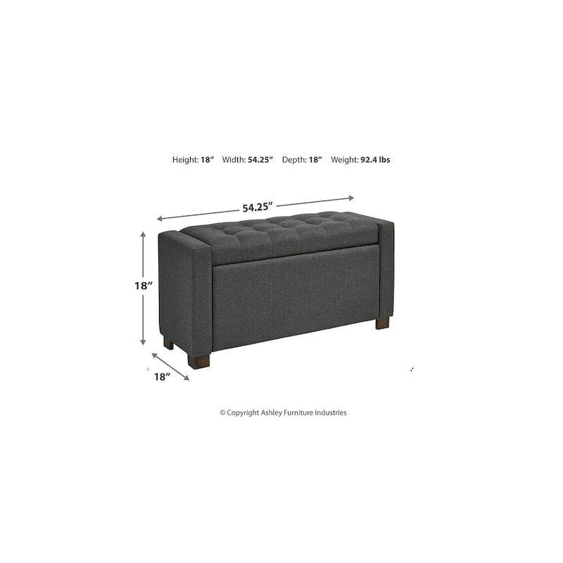 Banc de rangement gris foncé - 54 la. x 18 prof. x 18 haut.