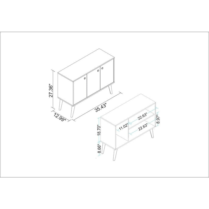 Meuble de buffet avec 3 étagères et 3 portes