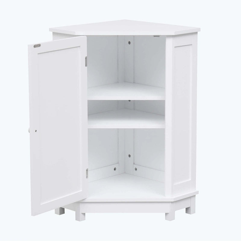 Meuble de salle de bain d'angle triangulaire avec étagère