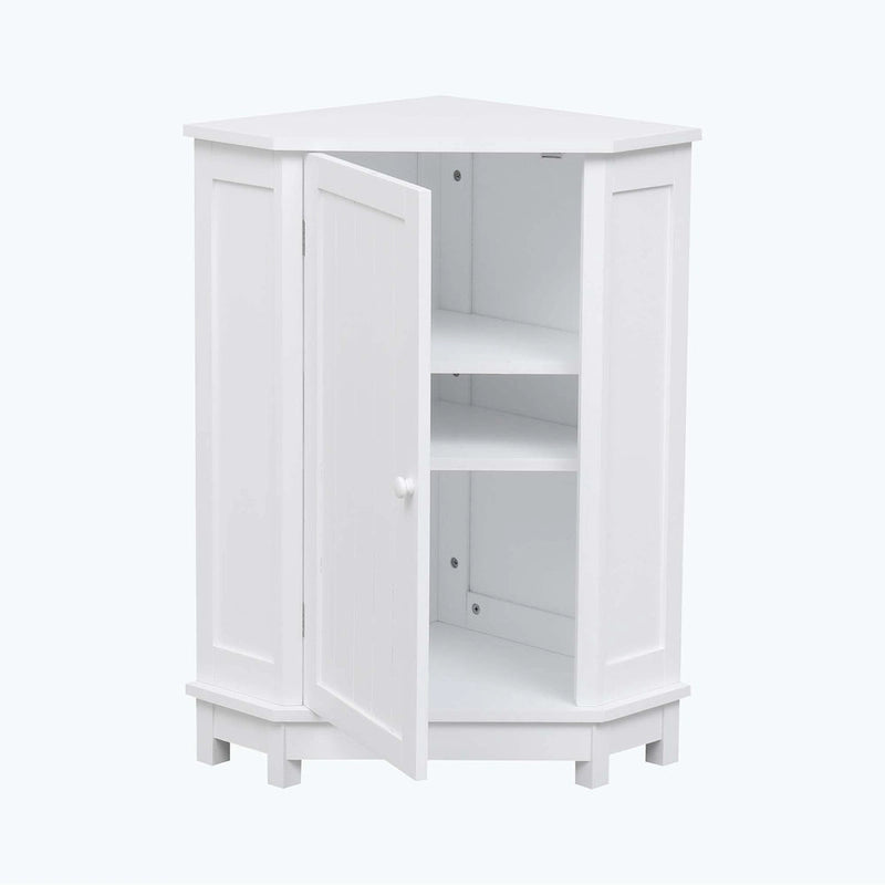 Meuble de salle de bain d'angle triangulaire avec étagère