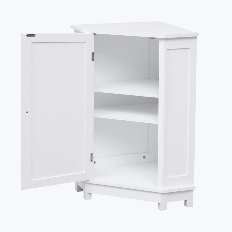 Meuble de salle de bain d'angle triangulaire avec étagère
