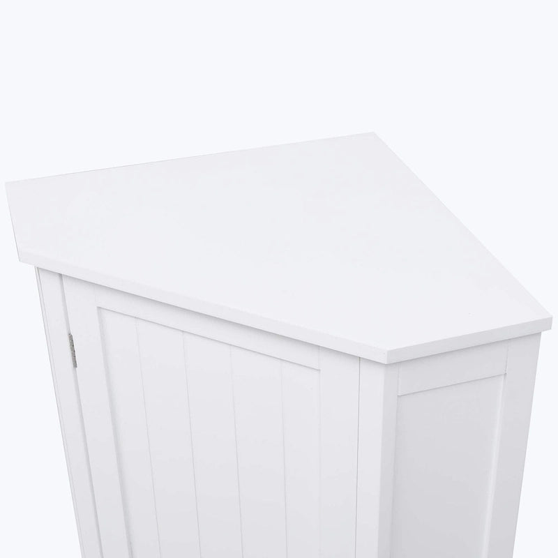Meuble de salle de bain d'angle triangulaire avec étagère