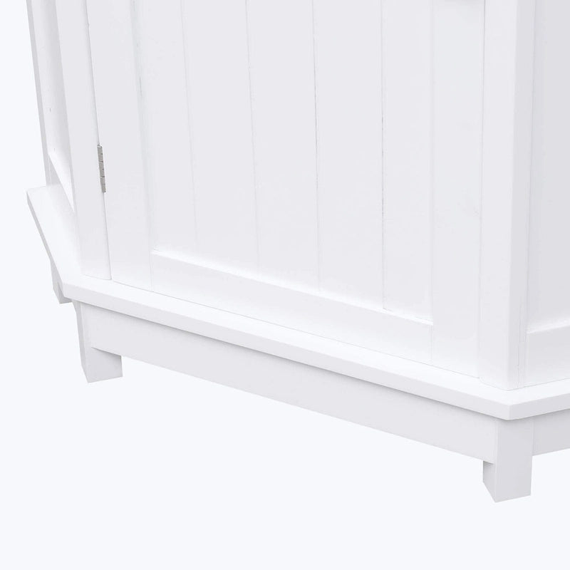 Meuble de salle de bain d'angle triangulaire avec étagère