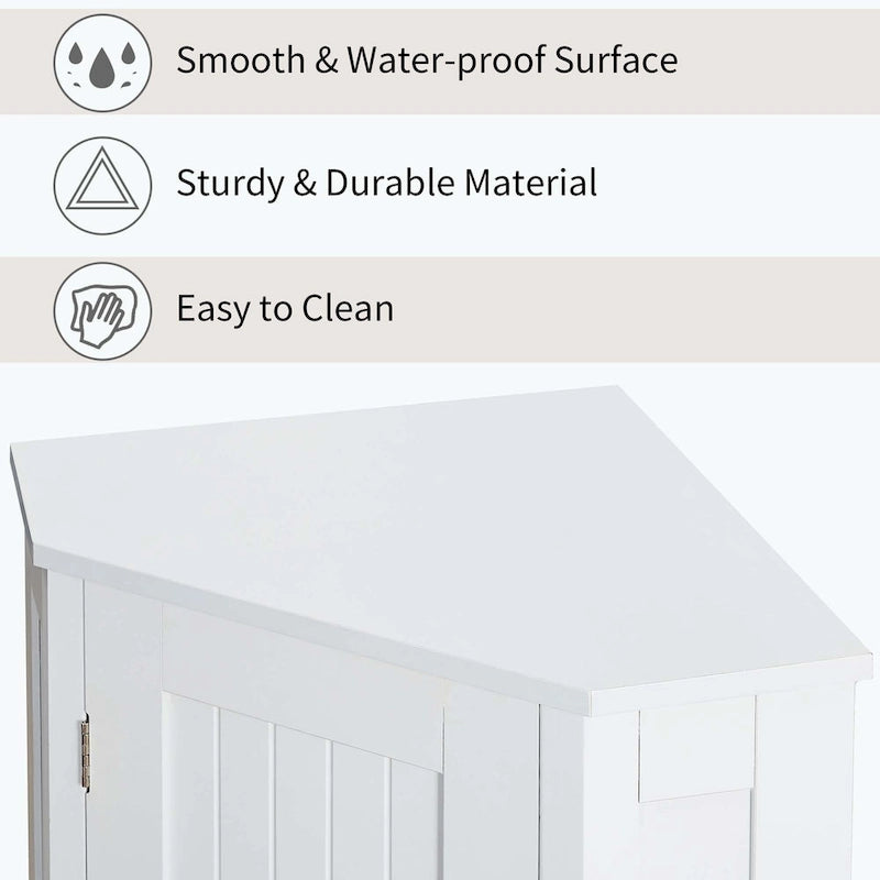 Meuble de salle de bain d'angle triangulaire avec étagère