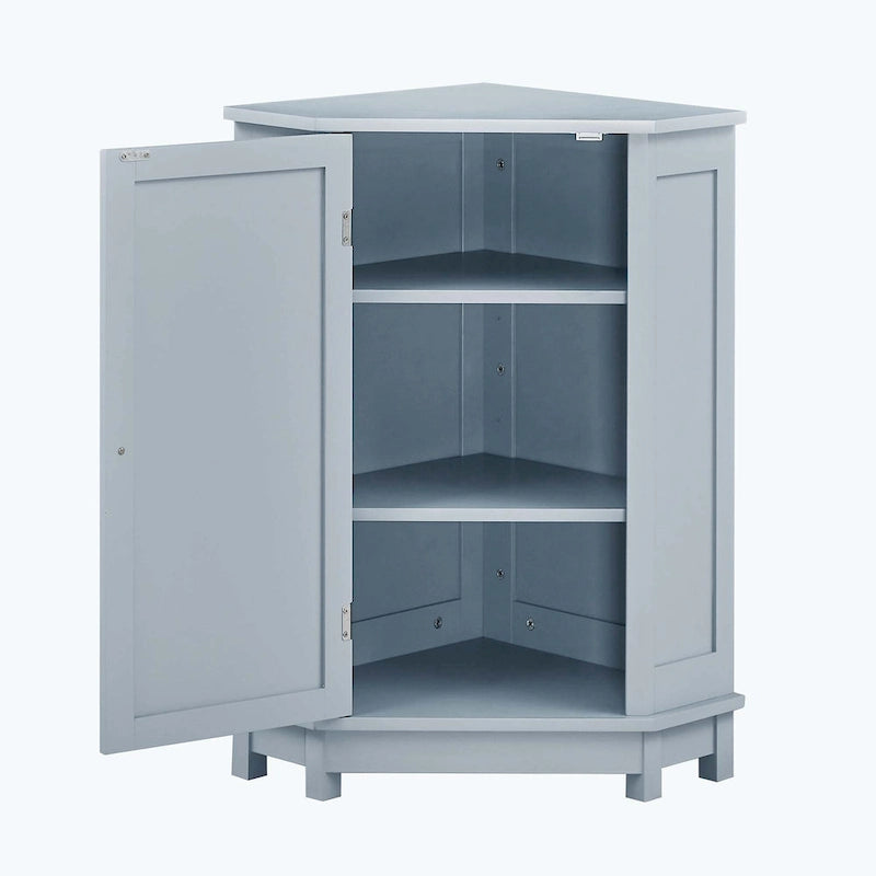 Meuble de salle de bain d'angle triangulaire avec étagère