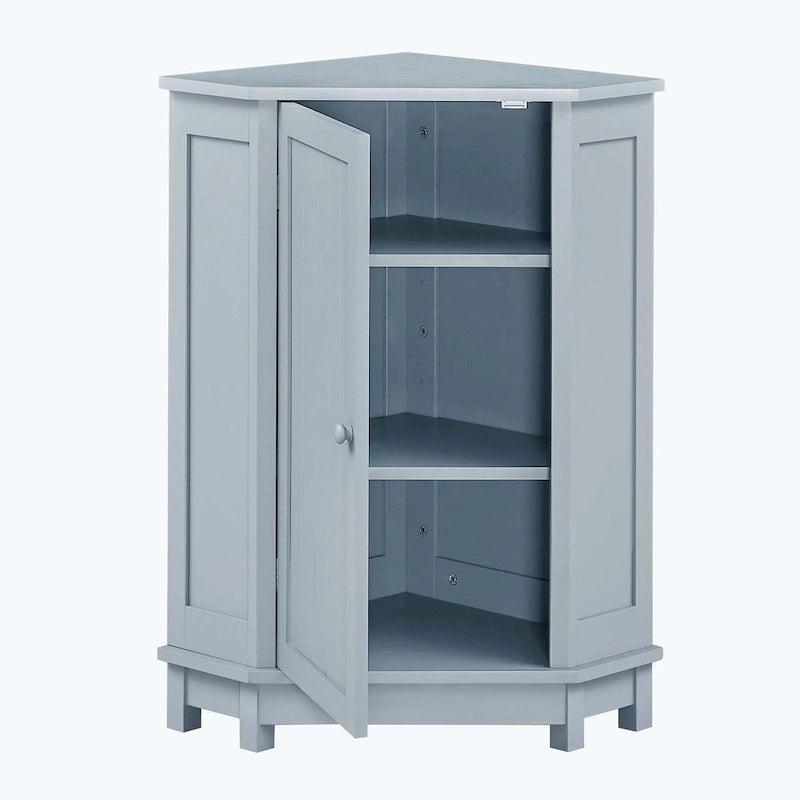 Meuble de salle de bain d'angle triangulaire avec étagère