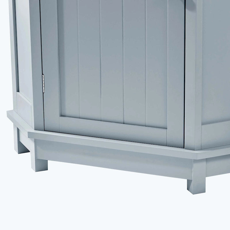 Meuble de salle de bain d'angle triangulaire avec étagère