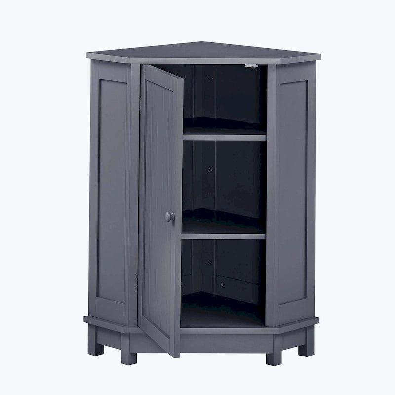 Meuble de salle de bain d'angle triangulaire avec étagère