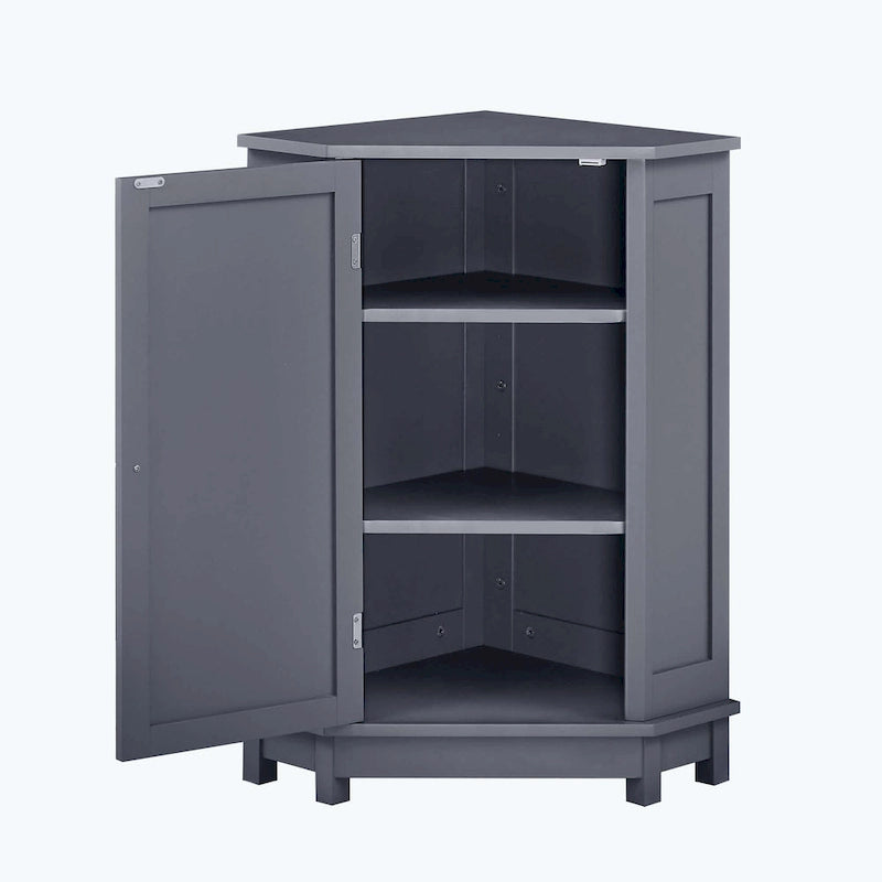 Meuble de salle de bain d'angle triangulaire avec étagère