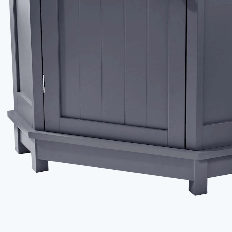 Meuble de salle de bain d'angle triangulaire avec étagère