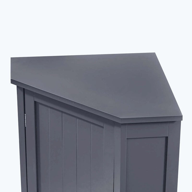Meuble de salle de bain d'angle triangulaire avec étagère