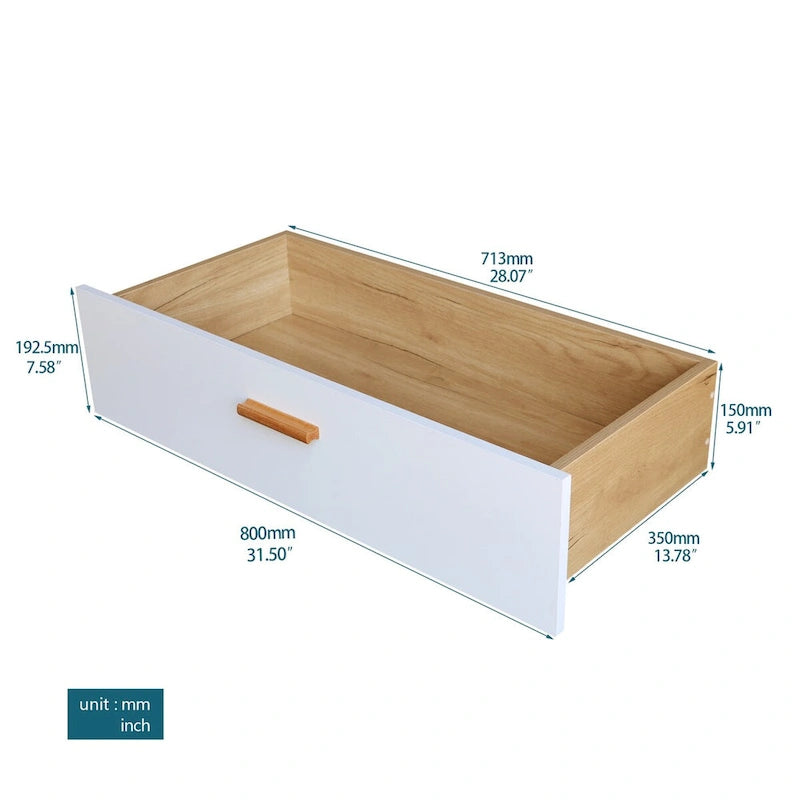 Meuble de rangement latéral moderne blanc avec tiroirs et poignées en bois massif