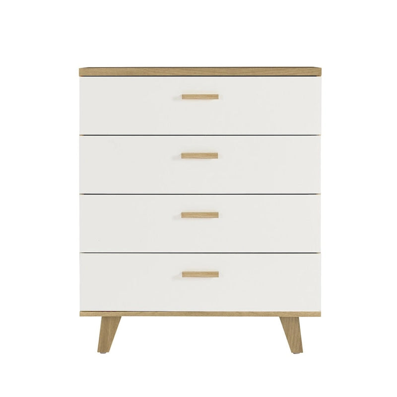 Meuble de rangement latéral moderne blanc avec tiroirs et poignées en bois massif