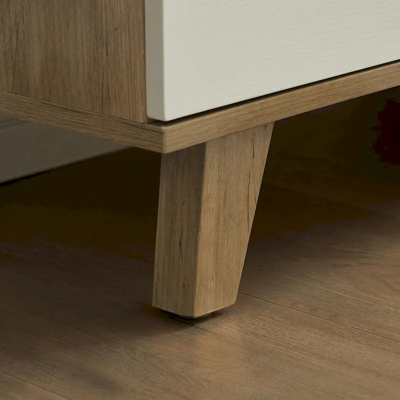Meuble de rangement latéral moderne blanc avec tiroirs et poignées en bois massif