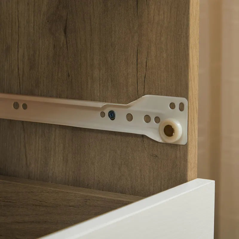 Meuble de rangement latéral moderne blanc avec tiroirs et poignées en bois massif