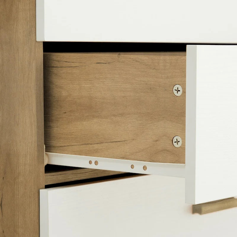 Meuble de rangement latéral moderne blanc avec tiroirs et poignées en bois massif