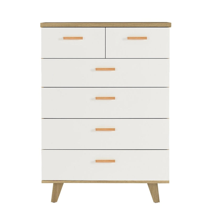 Meuble de rangement latéral moderne blanc avec tiroirs et poignées en bois massif