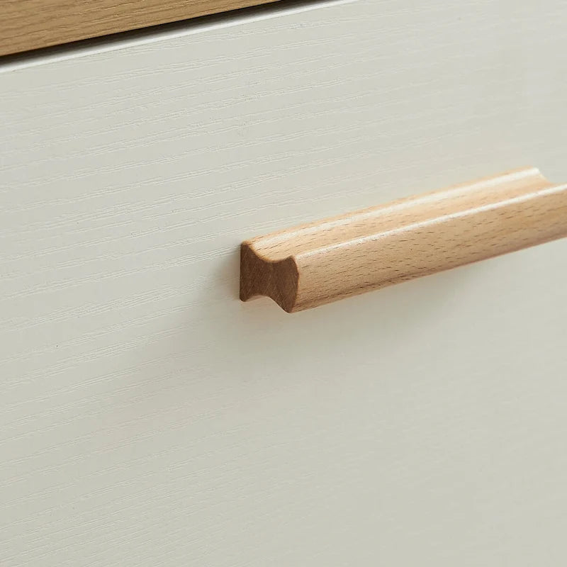 Meuble de rangement latéral moderne blanc avec tiroirs et poignées en bois massif