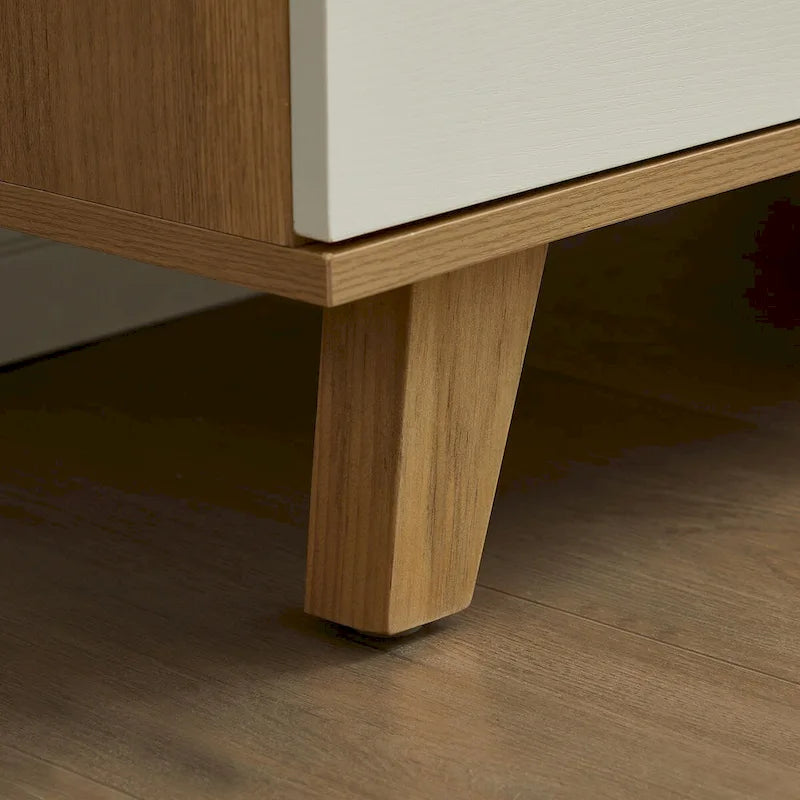 Meuble de rangement latéral moderne blanc avec tiroirs et poignées en bois massif