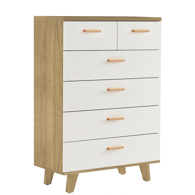 Meuble de rangement latéral moderne blanc avec tiroirs et poignées en bois massif