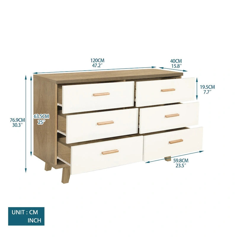 Meuble de rangement latéral moderne blanc avec tiroirs et poignées en bois massif