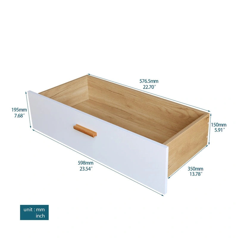 Meuble de rangement latéral moderne blanc avec tiroirs et poignées en bois massif