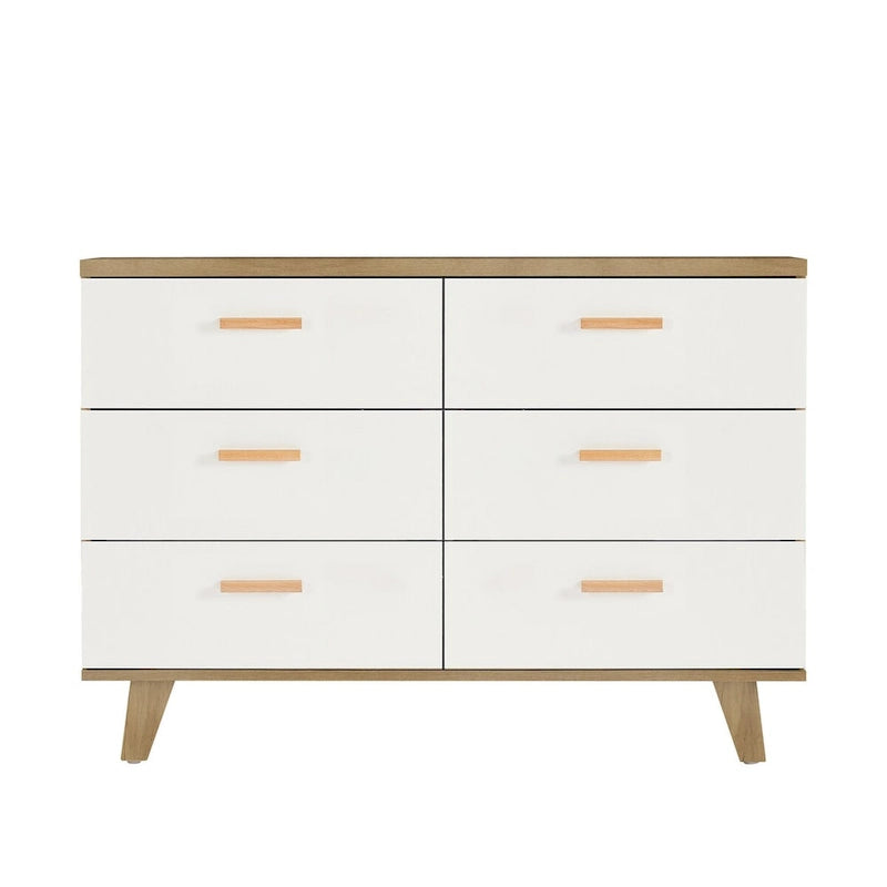 Meuble de rangement latéral moderne blanc avec tiroirs et poignées en bois massif