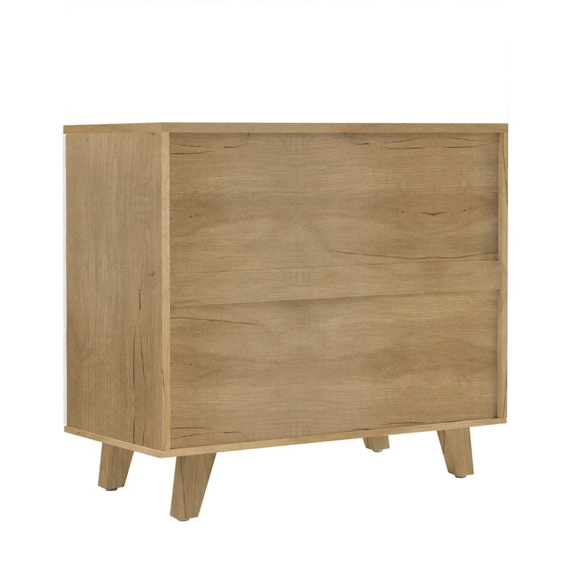 Meuble de rangement latéral moderne blanc avec tiroirs et poignées en bois massif