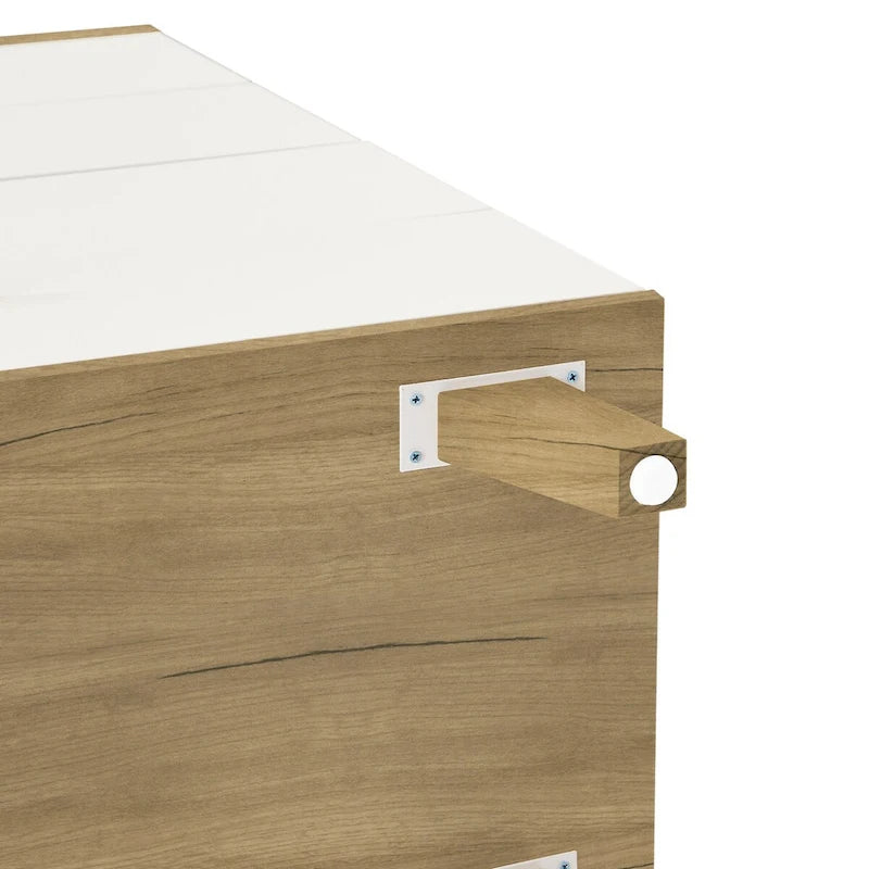 Meuble de rangement latéral moderne blanc avec tiroirs et poignées en bois massif