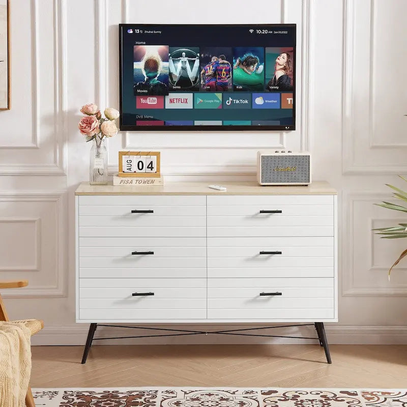 Chambre Moderne avec Commode à 6 Tiroirs Profonds