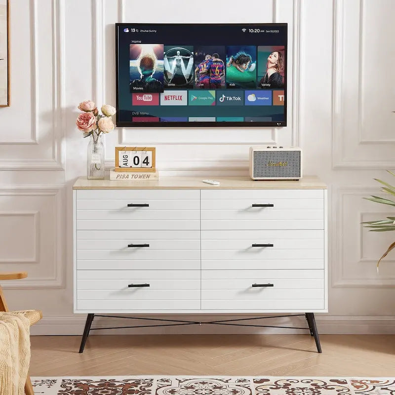 Chambre Moderne avec Commode à 6 Tiroirs Profonds
