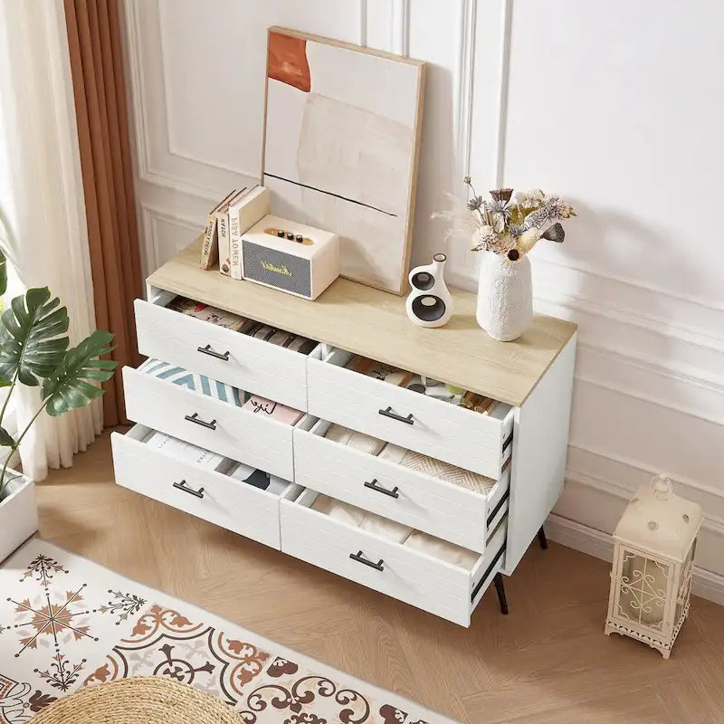 Chambre Moderne avec Commode à 6 Tiroirs Profonds