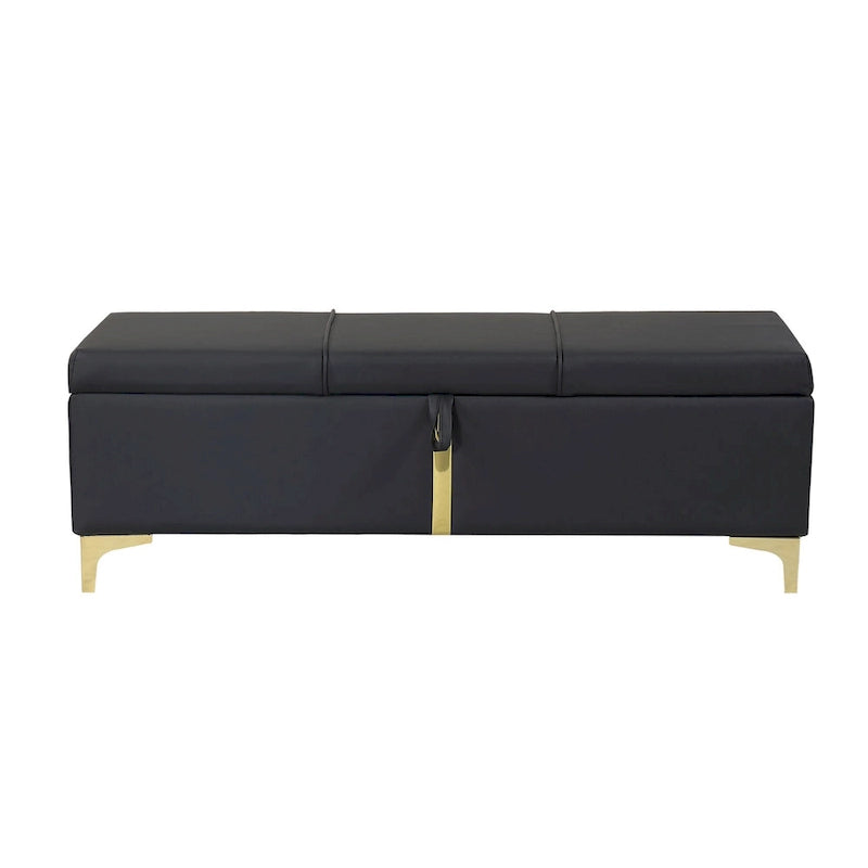 Banc de rangement élégant rembourré avec pieds en métal