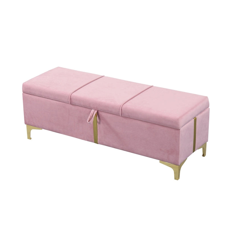 Banc de rangement élégant rembourré avec pieds en métal