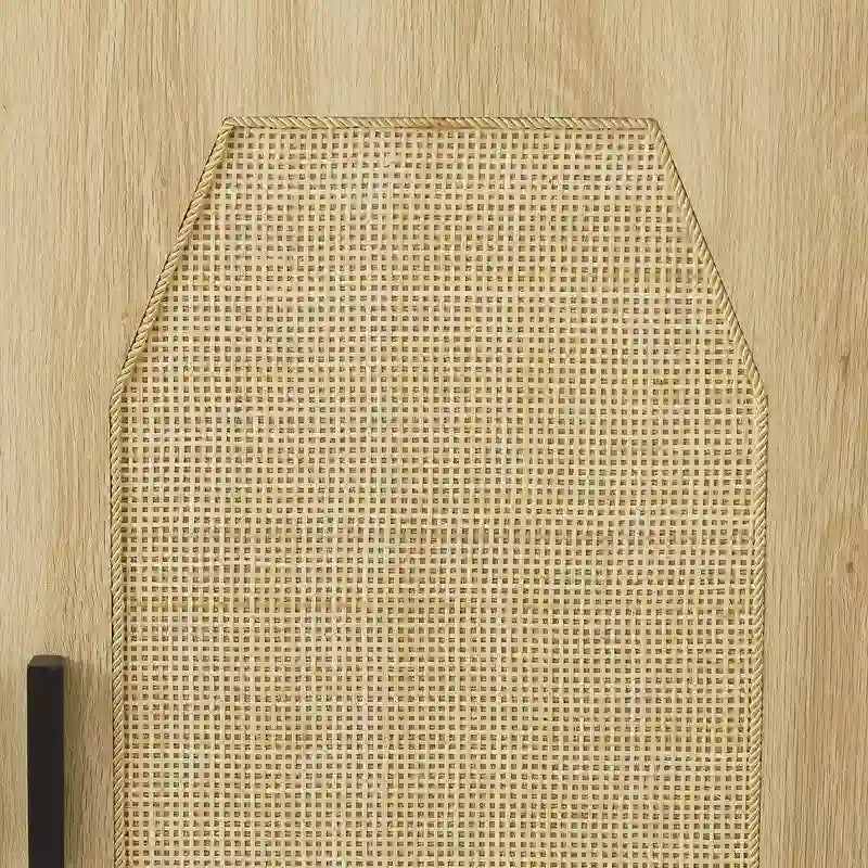 Meuble bas de cuisine avec portes décoratives en rotin