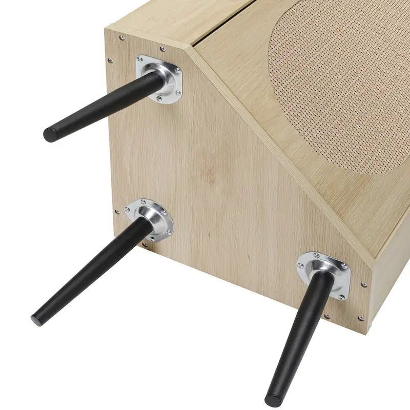 Meuble d'angle, Porte en rotin, Tables d'angle autoportantes pour petits espaces, Étagère d'angle pour salon, cuisine, salle de bain