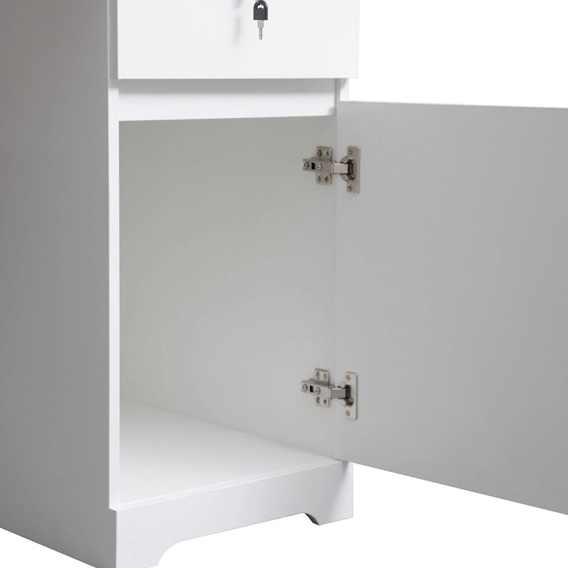 Buffet moderne blanc avec rangement, grand buffet cannelé avec étagères réglables, console.