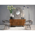 Élégant buffet 4 portes en bois avec panneaux cannelés, brun riche, matériaux durables en métal et bois - 63.0 x 17.7 x 29.5