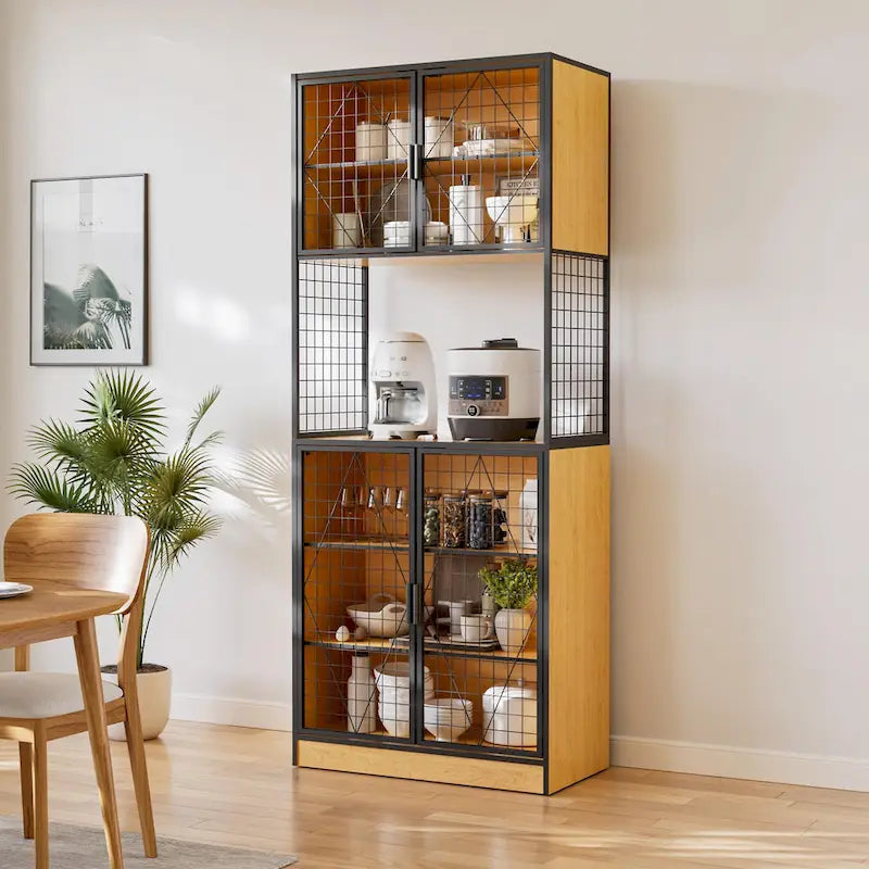 Meuble de rangement de cuisine avec porte et étagères, Meuble haut de cuisine avec support pour micro-ondes
